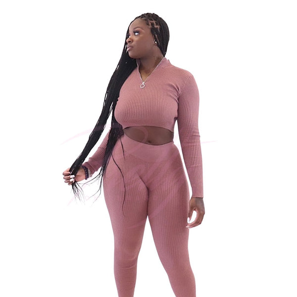Mauve Ribbed Set