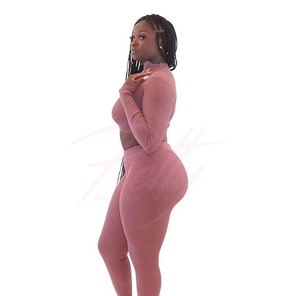 Mauve Ribbed Set