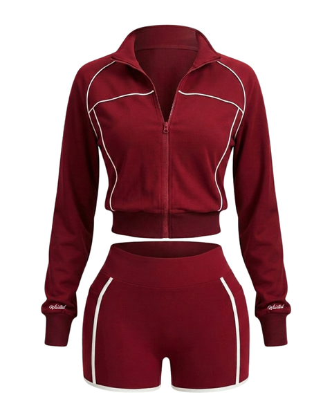 (Pre-Order)Waisted Jacket Set-Red • Arrives 3/13