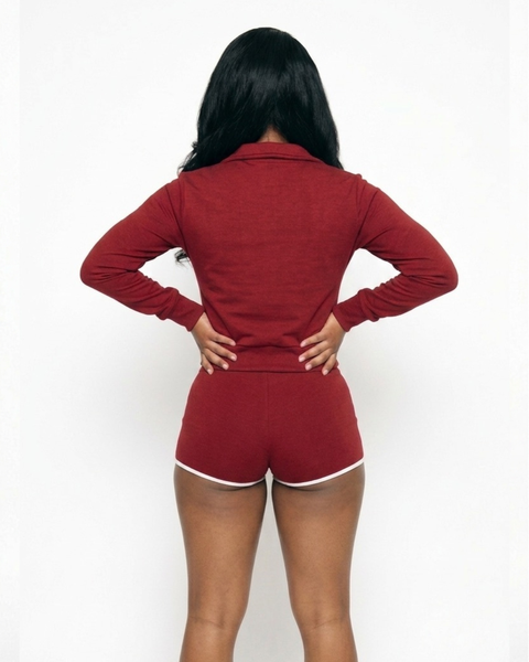 Waisted Jacket Set-Red