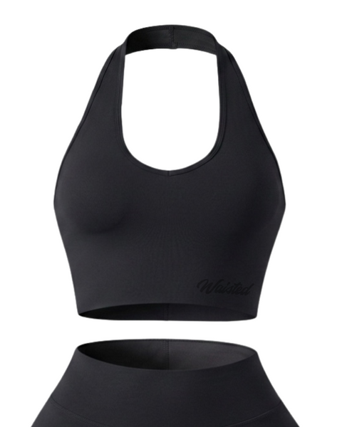 HALTER SPORTS BRA - BLACK