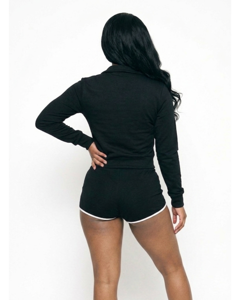 Waisted Jacket Set-Black