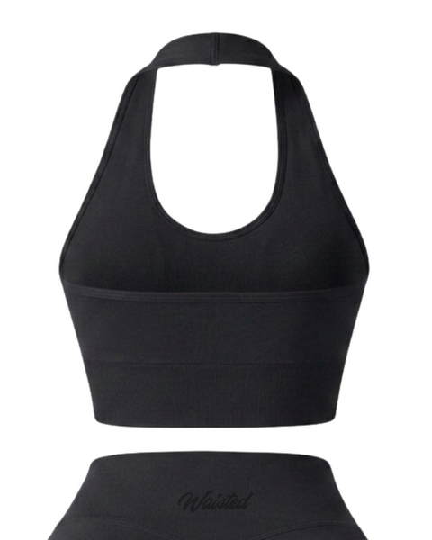 HALTER SPORTS BRA - BLACK