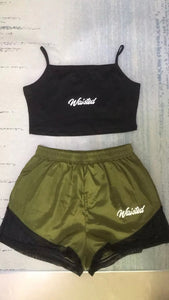 Green Shorts With Crop Top